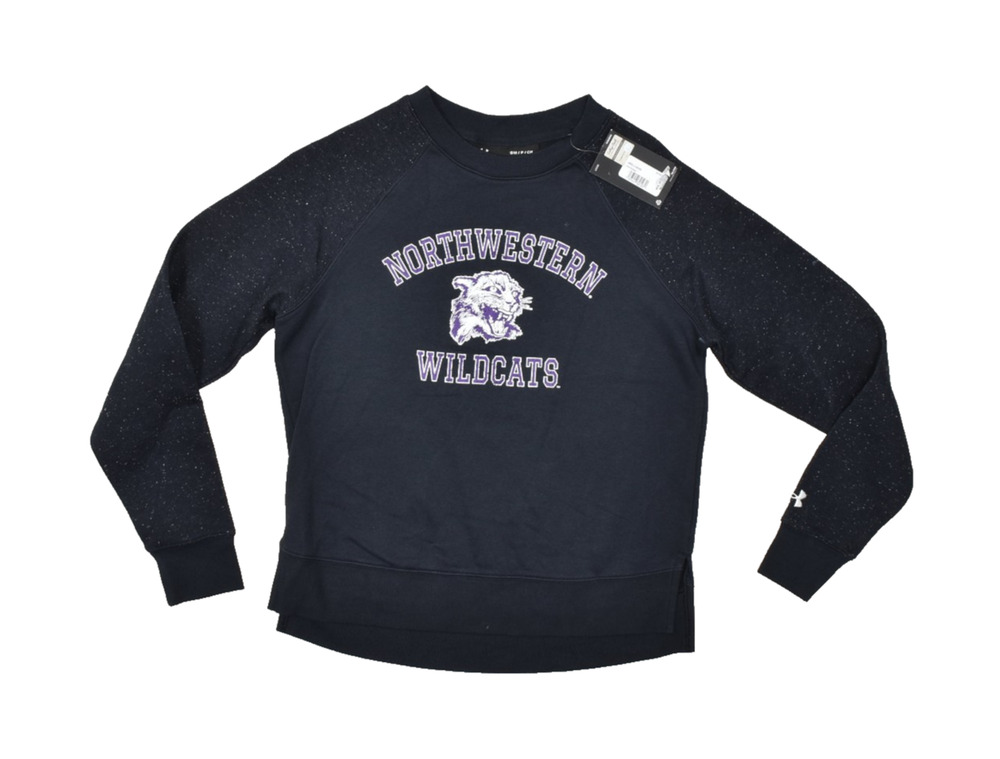 Under Armour Women Northwestern Wildcats Black Crewneck Pullover Size S NEW